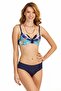 Lacivert Desenli Drape Kaplı Bikini