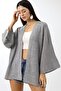 Women's Seasonal Poncho Cardigan Light Gray - 2