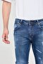 Men's Blue Slim Fit Lycra Jean Trousers - Frayed - 3