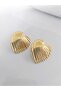 Steel Gold Heart Earrings - 5