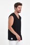 Open V-Neck Zero Sleeve T-Shirt with Filthy Cut Stripe Detail - 3