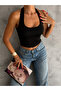 Black Diver Fabric - Halter Crop Blouse - 6