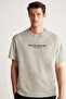 Bastıan Men's Oversize Fit 100% Cotton Thick Textured Printed Gray T-shirt