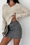 Women's Beige Polo Neck Cotton Basic Knitwear Blouse - 5
