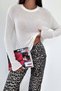 Women's White Corded 100% Cotton Knitwear Blouse - 6