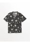 Baby Resort Collared Short Sleeve Printed Baby Boy Shirt and Shorts Set of 2 - 2