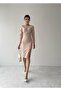 Beige Long Sleeve Slit Midi Dress - 5