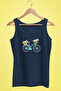 Women's Sling Knitted T-Shirt Bicycle Design Digital Printed 100% Cotton