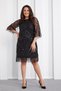 Women's Black Fringe Sequin Embroidered Plus Size Women's Elegant Evening Dress - 4