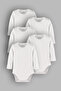 Organic 100% Cotton Plain White Basic Long Sleeve 5-Piece Baby Bodysuit Snap Fastener Bodysuit Jumpsuit Beşliuzun