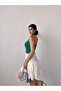 Women's Shirt Collar Button Detailed Backless Crop Blouse Green - 6