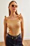 Women's Beige Sleeve Ruffled Embroidery Detailed Knitwear Blouse Blz- 19002607 - 5