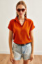 Women's Cinnamon Back Pleated Oversize Woven Viscose Shirt Gml- 19001229 - 3