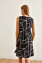 Black Viscose Striped Dress - Drop Detailed, ELB-19002231 - 6