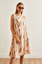 Women's Leaf Powder Back Drop Bell Woven Viscose Dress Elb- 19002231 - 6