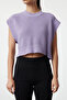 Lilac Crop Crew Neck Knitwear Sweater TWOAW24SV00005 - 4