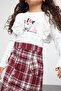Ecru Girls' Plaid Patterned Ruffle Top Detailed Dress Tkdaw25El00005 - 3