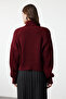 Bordo Crop Balıkçı Yaka Triko Kazak TWOAW25KZ00002 - 5