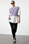 Lilac Crop Crew Neck Knitwear Sweater TWOAW24SV00005