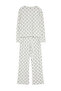 Beyaz %100 Pamuklu Puantiye ve Kalpli Örme Pijama Takımı THMAW25PT00039 - 8