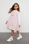Pink Girls' Ribbon Regular Printed Cotton Knitted Dress Tkdaw25El00002