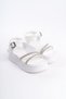 ZLOHE Thick Buckle Rhinestoned Striped Orthopedic Sole Women's Sandals BT White - 4