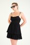 Women's Strappy Ruffled Short Dress Black - 4
