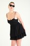 Women's Strappy Ruffled Short Dress Black - 5