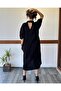 Short Sleeve Back Detailed Black Muslin Dress Std - 4