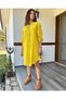 Cotton Yellow Shirt Dress Long Sleeve Collar Pocket - 2