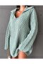 Knitted Sweater with Collar Collar Detail , Mint Green, Standard Size - 5