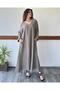 V-Neck Long Sleeve Earth Italian Linen Plus Size Dress