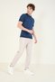 Men's Crew Neck Mercerized T-Shirt Petrol Blue - 5