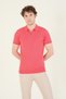 Coral Colored Men's Polo Collar Mercerized T-Shirt - Half Zipper