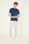 Men's Crew Neck Mercerized T-Shirt Petrol Blue - 4