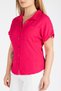 Women's Short Sleeve Wrinkled Shirt Fuchsia - 6