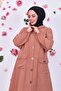 Hooded Long Hijab Tunic with Front Pocket and Snap Buttons - 4