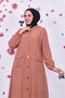 Hooded Long Hijab Tunic with Front Pocket and Snap Buttons - 5