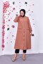 Hooded Long Hijab Tunic with Front Pocket and Snap Buttons - 2