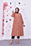 Hooded Long Hijab Tunic with Front Pocket and Snap Buttons - 3