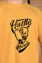 Men's Hustle Muscle Printed Mustard Oversized Crew Neck Corded Fabric Fabric Sports t-shirt - 2