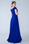 Boat Neck Double-Breasted Low Shoulder Woven Drapey Fabric Maxi-Length Special Occasion & Graduation & Evening Dress - 5