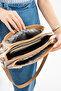 Cream Large Size Embossed Print 6 Compartment Women's Crossbody Shoulder Bag 29x19cm Pbu20106 - 3