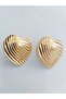 Steel Gold Heart Earrings - 4