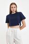 Bella Women's Navy Blue 100% Cotton Crew Neck Padded T-Shirt - 7