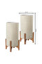 2-Piece Wooden Lampshade Cream Pattern Wicker Modern Stylish Bedroom Living Room Table Lamp - 2