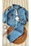 Girl's Denim Suit with Floral Pattern