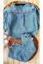 Girl's Denim Suit with Floral Pattern - 2