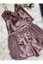 Women's Mink Satin Lace Detailed Shorts Set