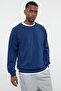 Navy Blue Oversize/Wide Cut Fleece Inside/Warm Raglan Sleeve Sweatshirt Tmnaw23Sw00190 - 2